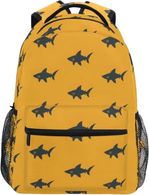 Black Shark Orange School Kids Backpack for Boys Girls Laptop Backpack Lightweight Travel Bag for Women Men