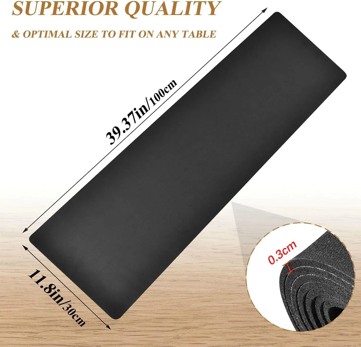 Black Trivet Table Runner for Hot Pan Pots Heat Resistance Pot Holders Anti-Slip Hot Pad Mats 11.8 * 39.4 Inches