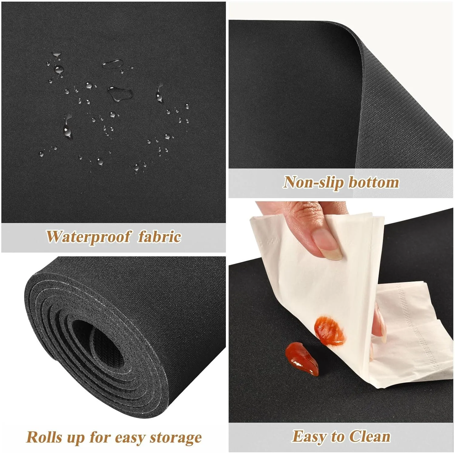 Black Trivet Table Runner for Hot Pan Pots Heat Resistance Pot Holders Anti-Slip Hot Pad Mats 11.8 * 39.4 Inches