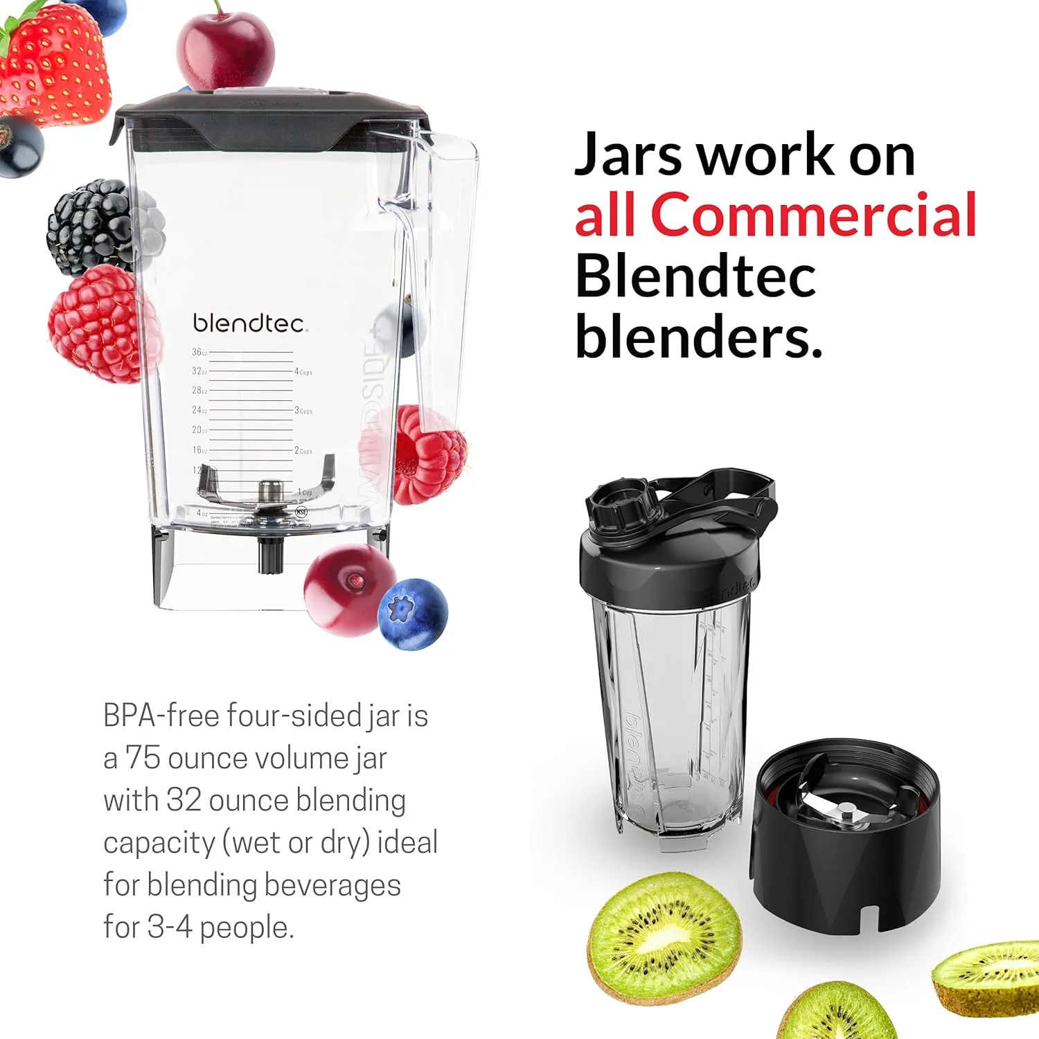 Blendtec Total Classic Original Blender - WildSide  Jar (90 oz) - Professional-Grade Power - 6 Pre-programmed Cycles - 10-speeds - Black