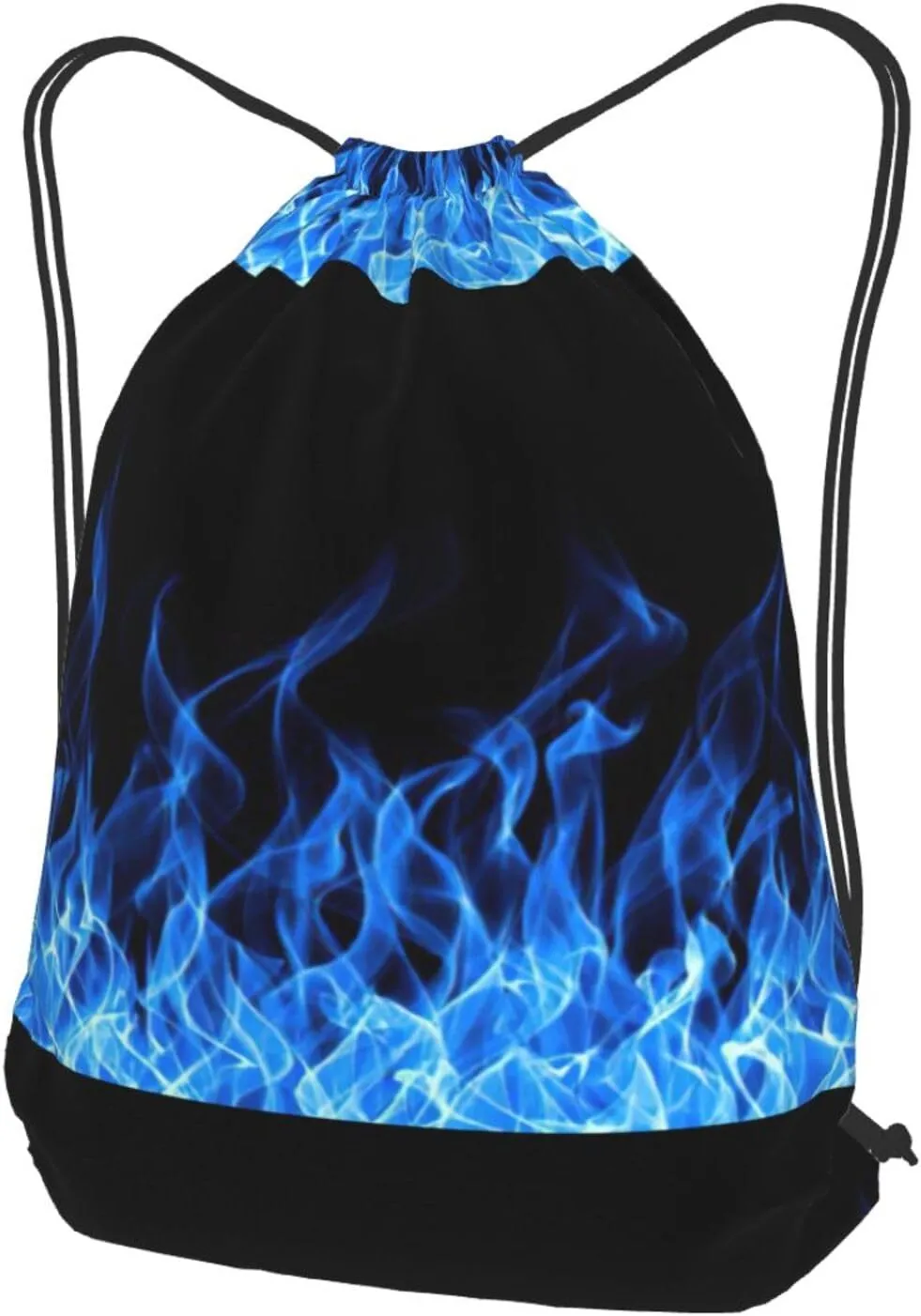 Blue Flame Drawstring Cinch Backpack Polyester Sack Pack String Bag For Hiking Camping Adventure