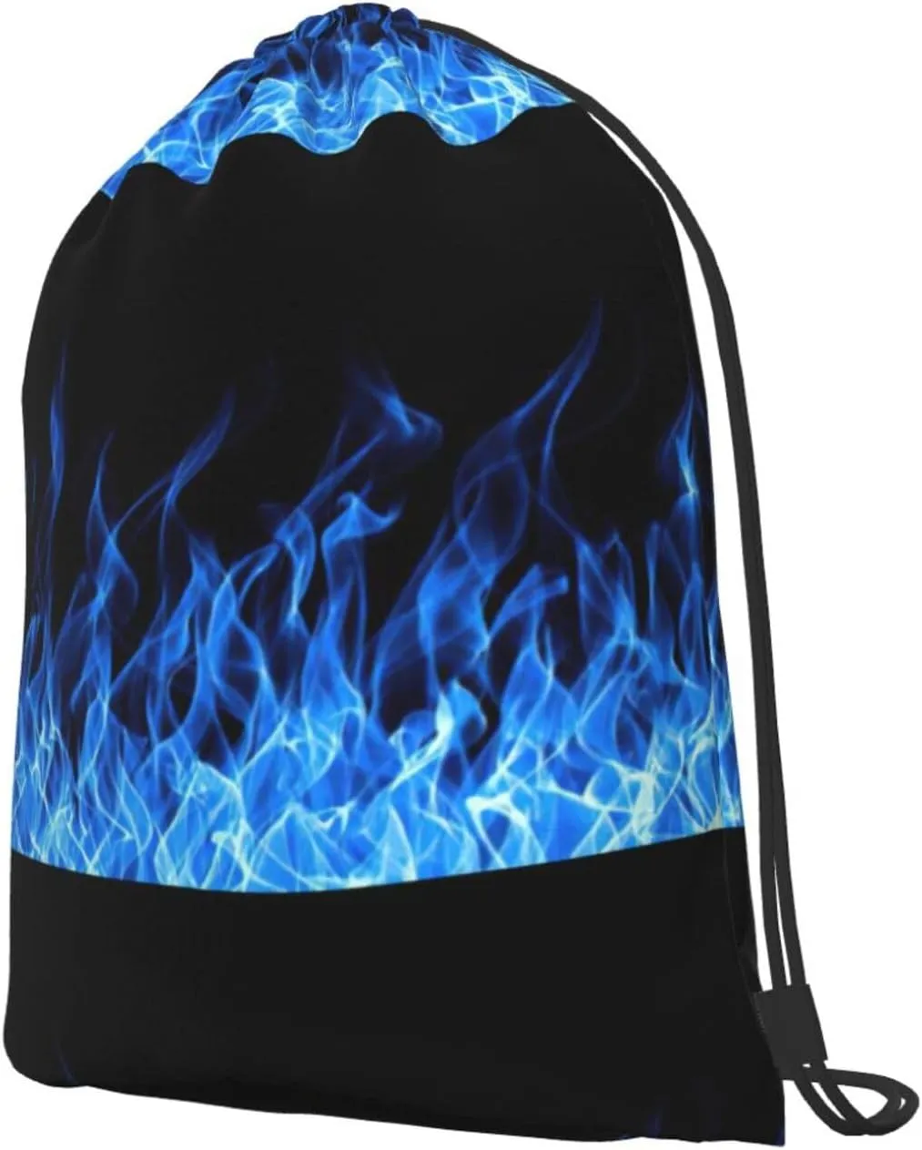 Blue Flame Drawstring Cinch Backpack Polyester Sack Pack String Bag For Hiking Camping Adventure