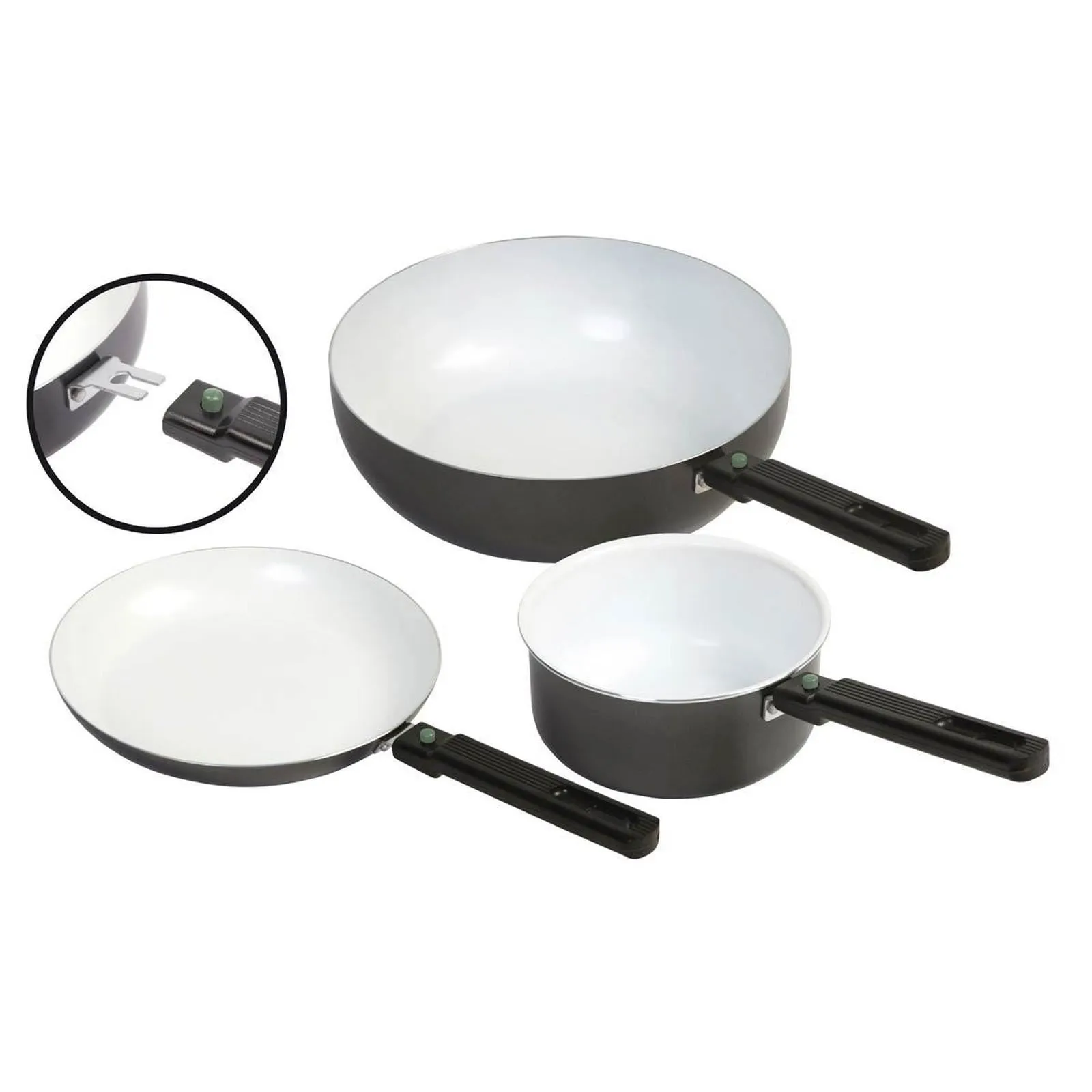 Bo-Camp Frying Pan Sprint Removable Handle Blk/White Dia 24cm
