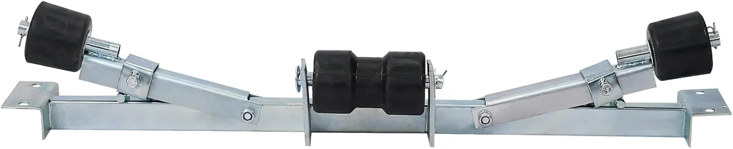 Boat Trailer Bottom Support Bracket with Keel Rollers, Adjustable Width for Various Boat Sizes, Silver