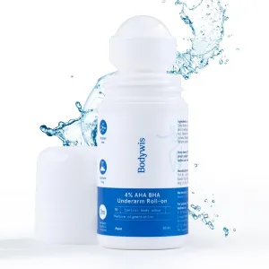 Body'wise. 4% AHA BHA Underarm Roll On | 2% Lactic Acid, 1% Salicylic Acid | Controls Odour & Reduces Pigmentation, Kills Bacteria for Radiant Underarm | Aqua Fragrance | 50ml