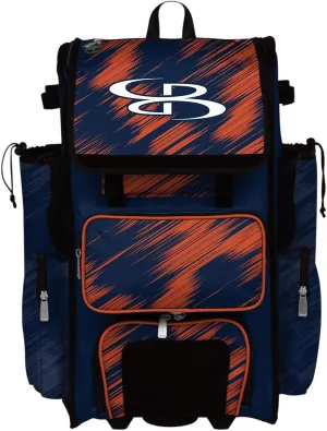Boombah Rolling Superpack 2.0 Scratch Baseball/Softball Gear Bag - 23-1/2" x 13-1/2" x 9-1/2" - Multiple Colors - Telescopic Handle and Holds 4 Bats - Wheeled Version