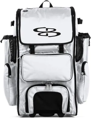Boombah Rolling Superpack Baseball/Softball Gear Bag - 23-1/2" x 13-1/2" x 9-1/2" - Multiple Colors - Telescopic Handle and Holds 4 Bats - Wheeled Version