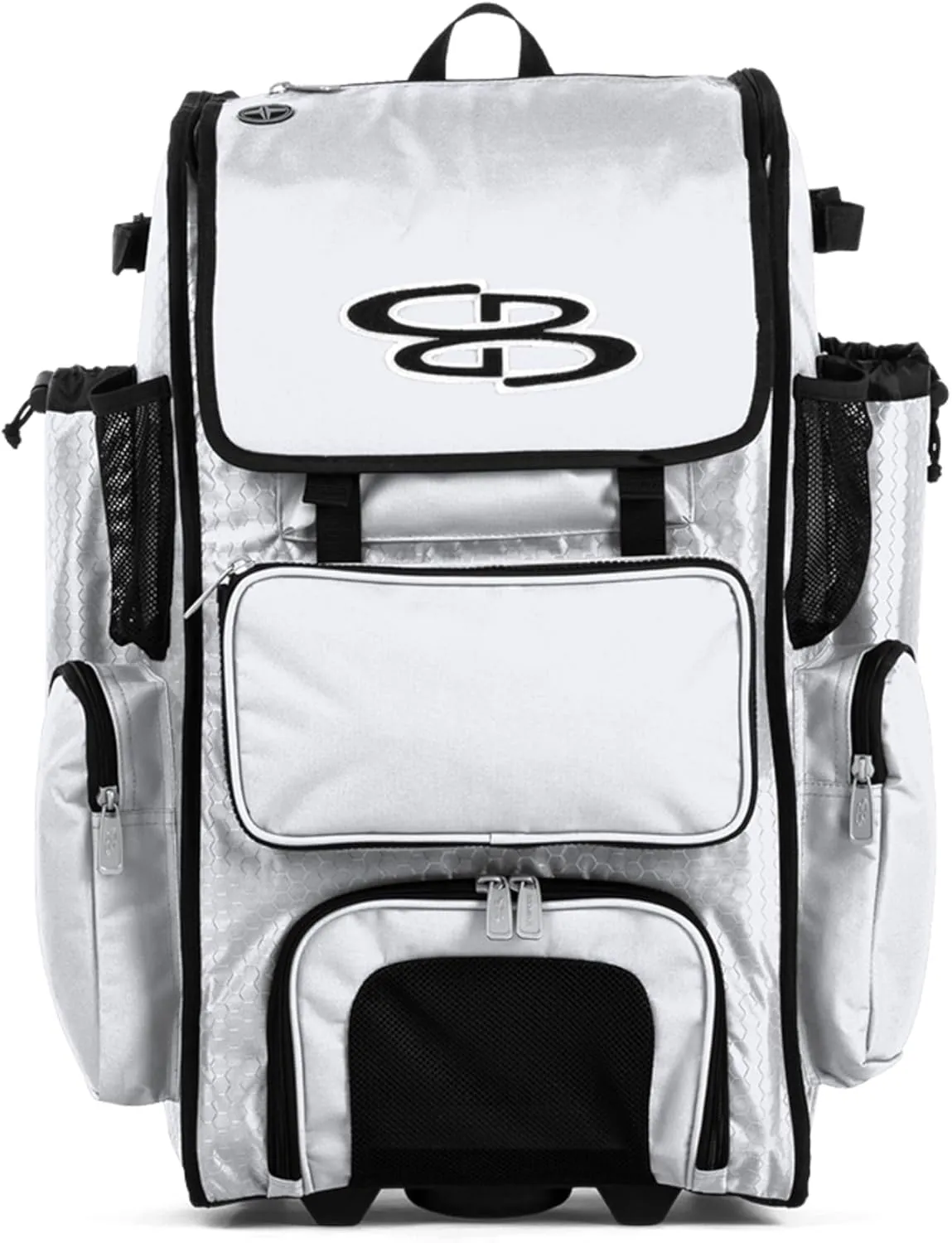 Boombah Rolling Superpack Baseball/Softball Gear Bag - 23-1/2" x 13-1/2" x 9-1/2" - Multiple Colors - Telescopic Handle and Holds 4 Bats - Wheeled Version