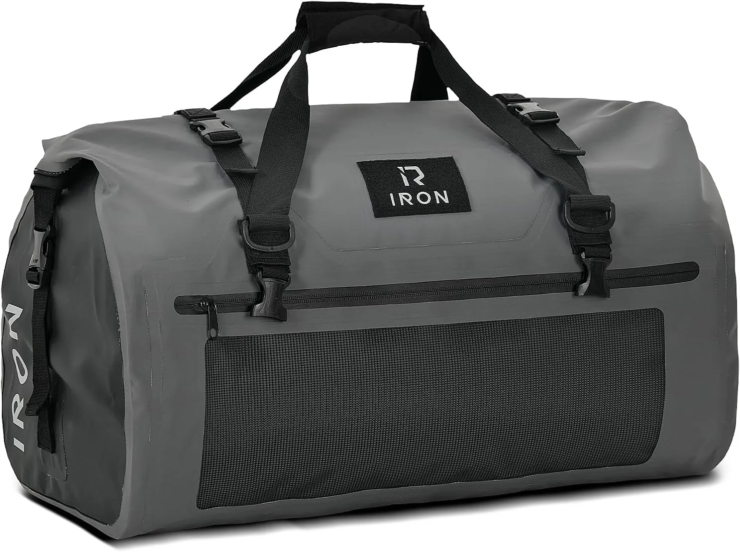 BORLENI Waterproof Motorcycle Dry Duffel Bag Luggage Tail Bag with Large Storage Space,Roll Top Closure, Shoulder Straps, Inner Pocket and Mesh Pocket for Motorcycling Travel Camping (Grey,30L)