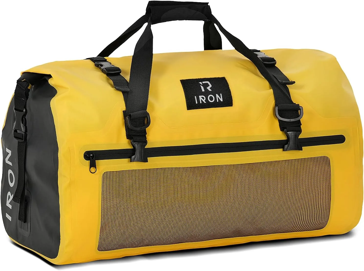 BORLENI Waterproof Motorcycle Dry Duffel Bag Luggage Tail Bag with Large Storage Space,Roll Top Closure, Shoulder Straps, Inner Pocket and Mesh Pocket for Motorcycling Travel Camping(Yellow,50L)