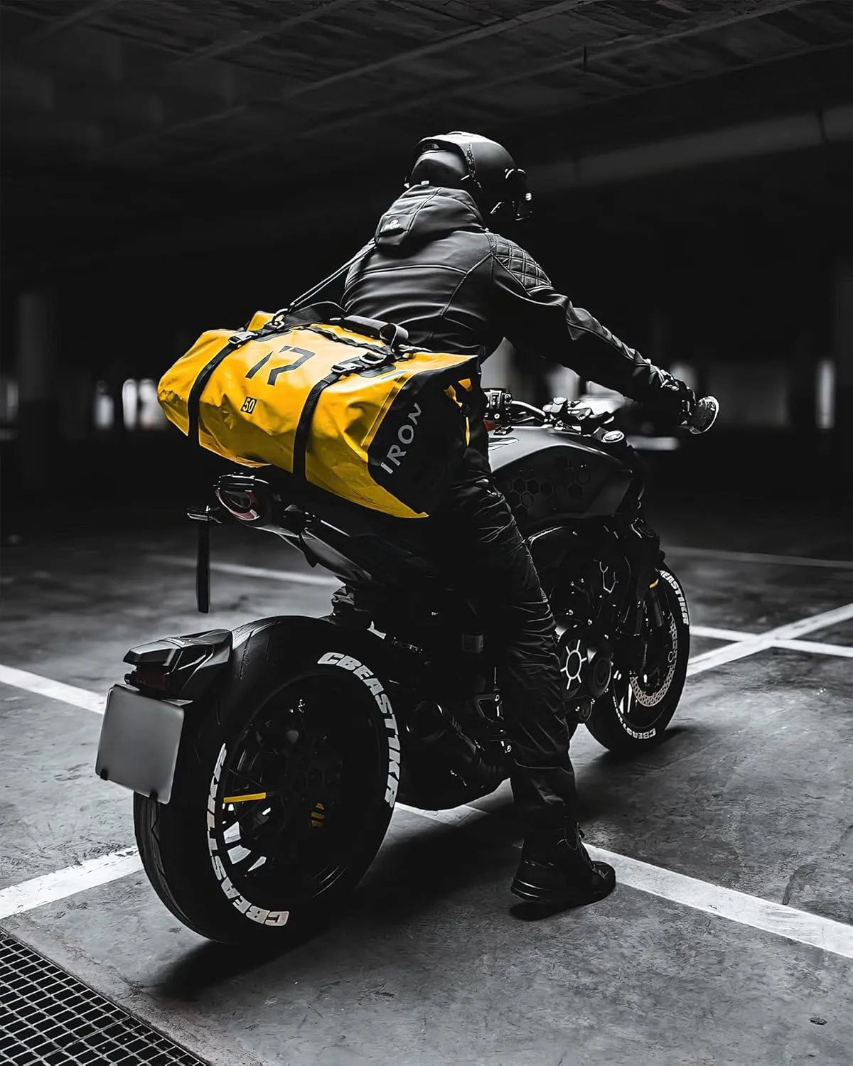 BORLENI Waterproof Motorcycle Dry Duffel Bag Luggage Tail Bag with Large Storage Space,Roll Top Closure, Shoulder Straps, Inner Pocket and Mesh Pocket for Motorcycling Travel Camping(Yellow,50L)