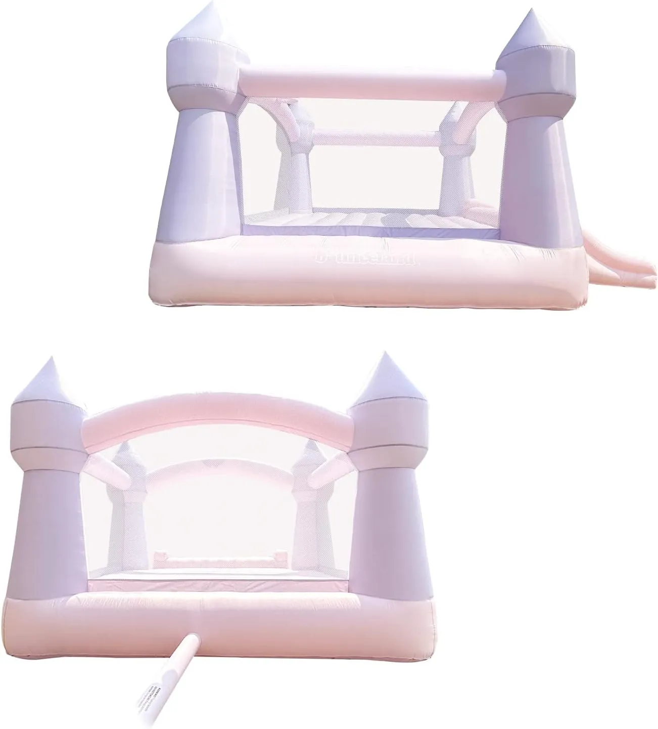 Bounceland Party Castle DayDreamer Cotton Candy Bounce House, 16.4 ft L x 13.1 ft W x 9.3 ft H, Basketball Hoop, UL Blower included, Trendy Pastel Color, Fun Slide & Bounce Area, Castle Theme for Kids