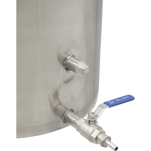 Brewmaster 14 Gallon Brew Kettle | Stainless Steel | Two Welded Couplers | Ball Valve Included | Silicone Handle Grips | Volume Markers