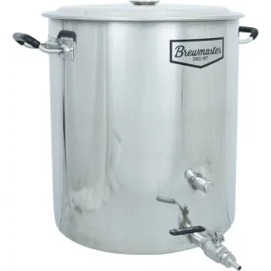 Brewmaster 14 Gallon Brew Kettle | Stainless Steel | Two Welded Couplers | Ball Valve Included | Silicone Handle Grips | Volume Markers