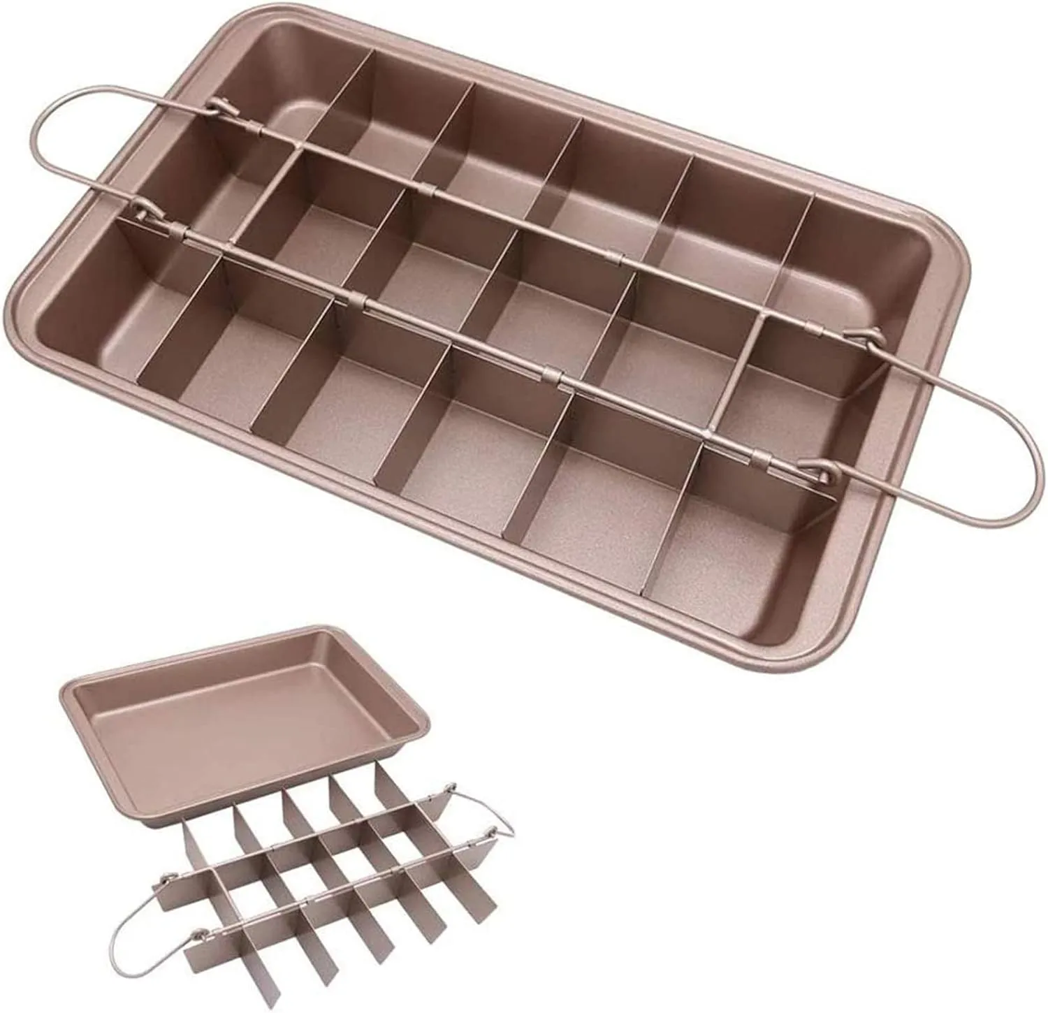 Brownie Pan with Dividers, Non-Stick Backing Pan, Brownie Pan, Lasagna Pan, Brownie Trays,18 Pre-slice Brownie Pan All Edges, Muffin and Cupcake Pan for Baking, Brownie Bites - 12 X 8 X 2 Inches
