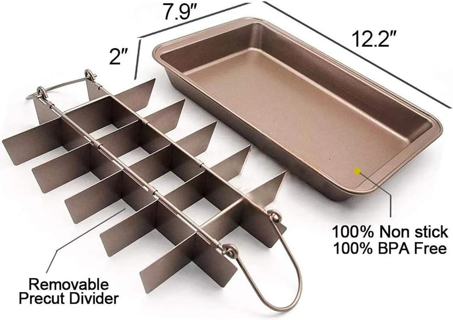 Brownie Pan with Dividers, Non-Stick Backing Pan, Brownie Pan, Lasagna Pan, Brownie Trays,18 Pre-slice Brownie Pan All Edges, Muffin and Cupcake Pan for Baking, Brownie Bites - 12 X 8 X 2 Inches