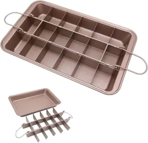 Brownie Pan with Dividers, Non-Stick Backing Pan, Brownie Pan, Lasagna Pan, Brownie Trays,18 Pre-slice Brownie Pan All Edges, Muffin and Cupcake Pan for Baking, Brownie Bites - 12 X 8 X 2 Inches