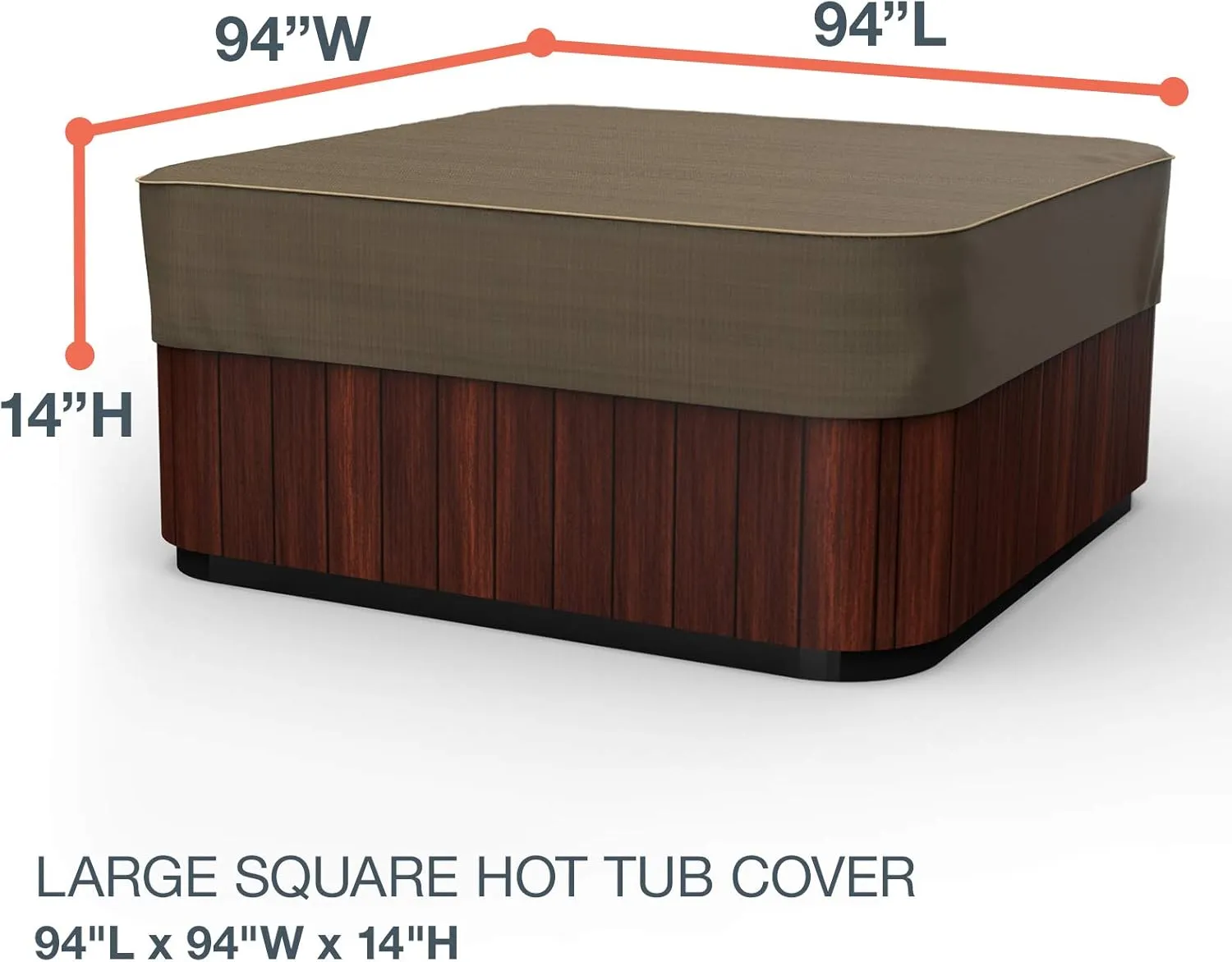 Budge P9A17BTNW3 StormBlock Hillside Square Hot Tub Cover Premium, Outdoor, Waterproof, Large, Black and Tan Weave