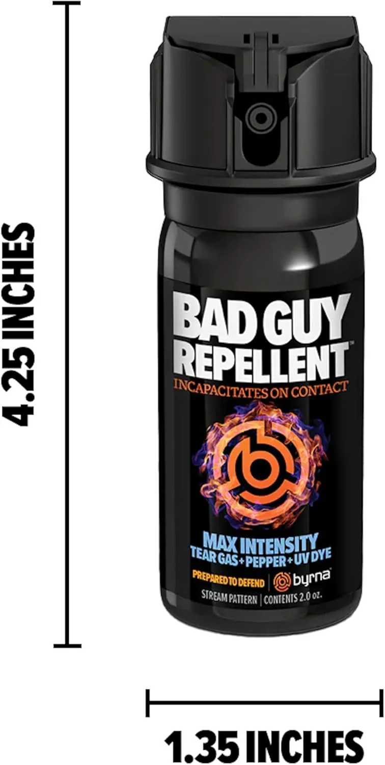 Byrna BGR MAX Pepper Spray   Tear Gas | Maximum Stopping Power | Attacker Tracker UV Marking DYE Technology | Military Strength Self-Defense Stream Spray