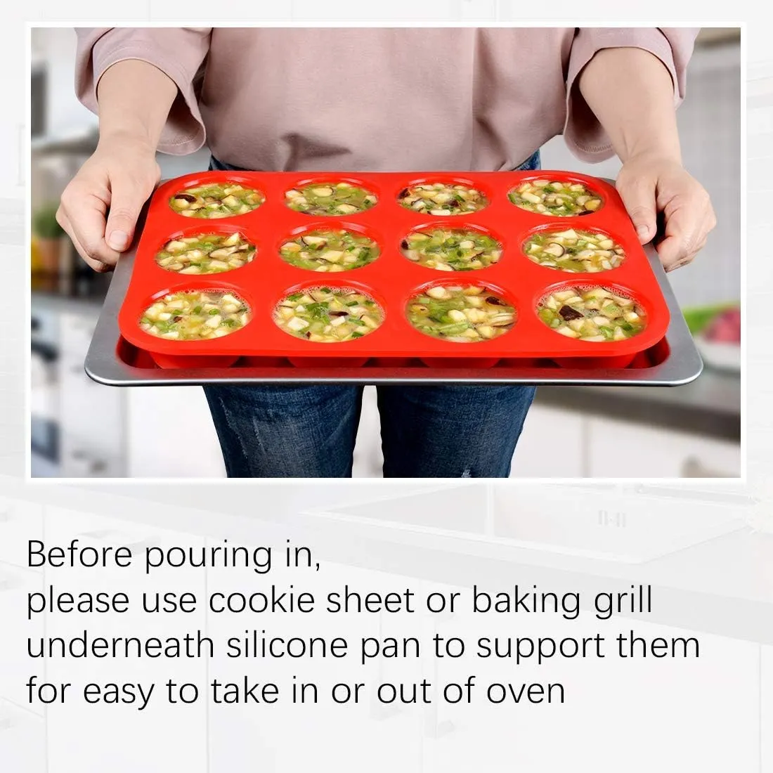 CAKETIME 12 Cups Silicone Muffin Pan - Regular Size Cupcake Pan Muffin Tin for Baking Nonstick Food Grade