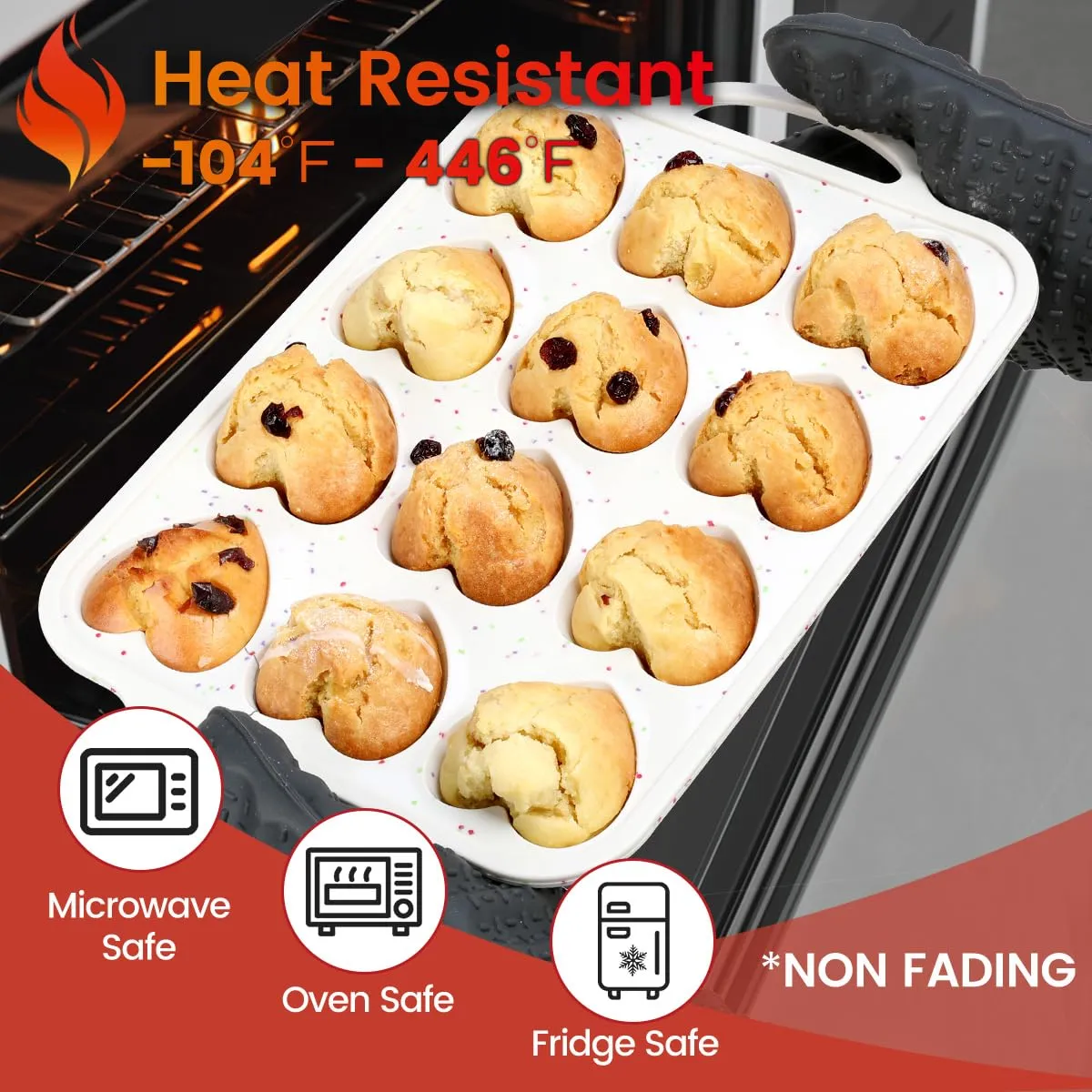 CAKETIME Heart Shaped Muffin Pan with Metal Frame, Nonstick Heart Silicone Molds for Valentine's Day Baking Heart Shaped Egg Muffins, Cupcake, Tartlets, Egg Bites, Chocolate Muffin, Soaps