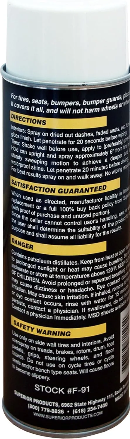 California Cover All Automotive Tire Shine Aerosol Spray Can & Professional Grade -Tire Dressing - High Gloss - Water Repellent & Made in America (14 oz)