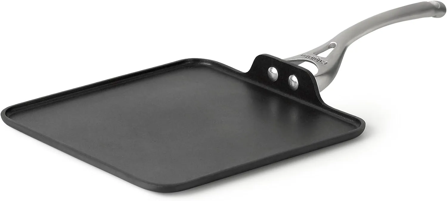 Calphalon Contemporary Hard-Anodized Aluminum Nonstick Cookware, Square Griddle Pan, 11-inch, Black