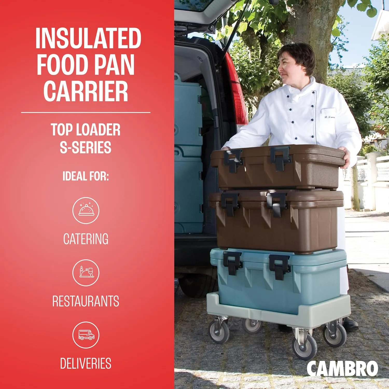 Cambro Insulated Food Pan Carrier - 4 Inch Deep Hotbox and Food Warmer for Catering & Transport - Top Load S-Series (Brown)