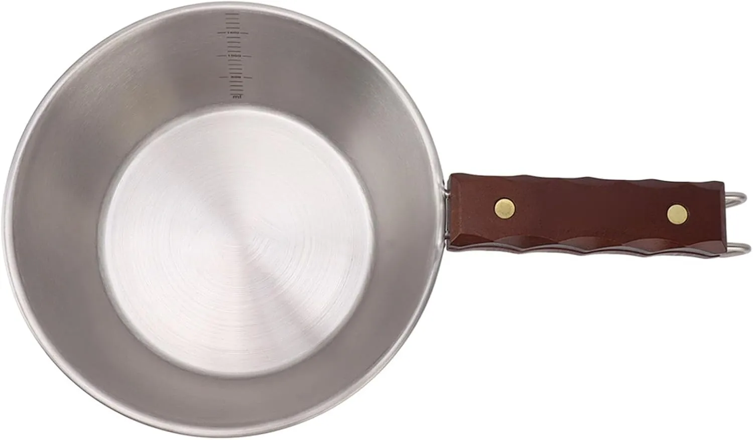 Camping Frying Pan, Camping Skillet 304 Stainless Steel 2000ML Wood Handle Lightweight Camp Cookware Portable for Outdoor Hiking Picnic (Silver)
