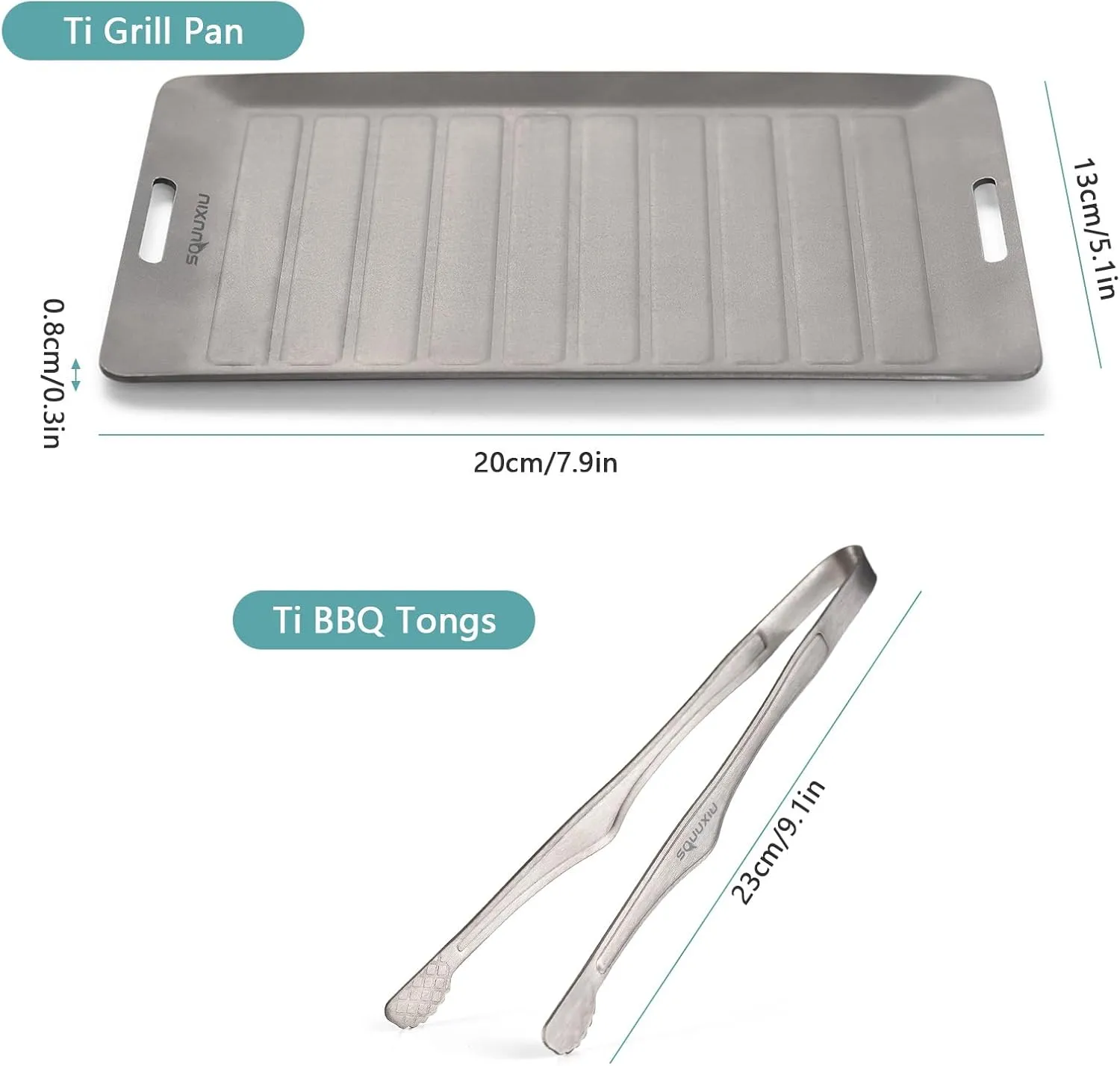 Camping Grill Pan BBQ Tongs Set Portable 3 Piece Set Durability Ti,Robust Camping Utensils Non Stick Surface for BBQ Grill Flat Top Griddle (Plate and BBQ Tongs L)
