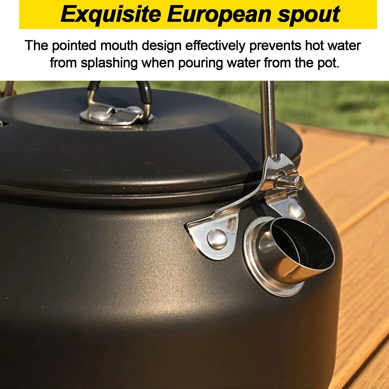 Camping Kettle 1.6L, Portable Outdoor Tea Kettle, Hard-Anodized Aluminum Coffee Pot, Compact and Lightweight for Stove Top Campfire Kettle, Picnics and Travel camping kettles for boiling water.