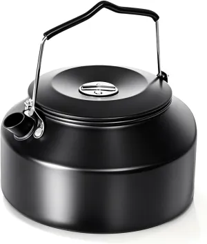 Camping Kettle 1.6L, Portable Outdoor Tea Kettle, Hard-Anodized Aluminum Coffee Pot, Compact and Lightweight for Stove Top Campfire Kettle, Picnics and Travel camping kettles for boiling water.