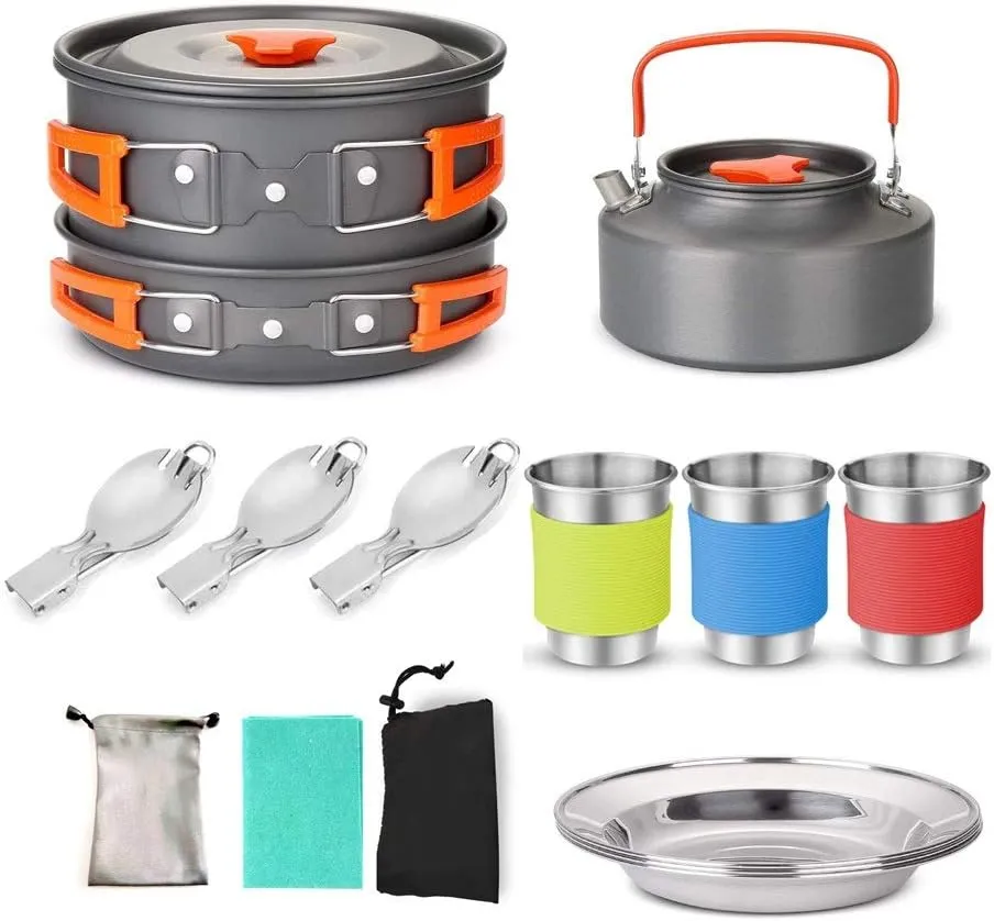 Camping Picnic Set Pot Kettle Kitchen Kit Camping Water Toon with Carry Bag Outdoor Cook Kitchen Accessories for Picnic Octopus Feet