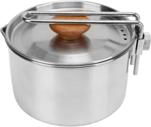 Camping Pot, 1L 304 Stainless Steel Portable Camping Kettle with Foldable Handle, Mini Backpacking Camping Cookware for Camping Picnic Hiking