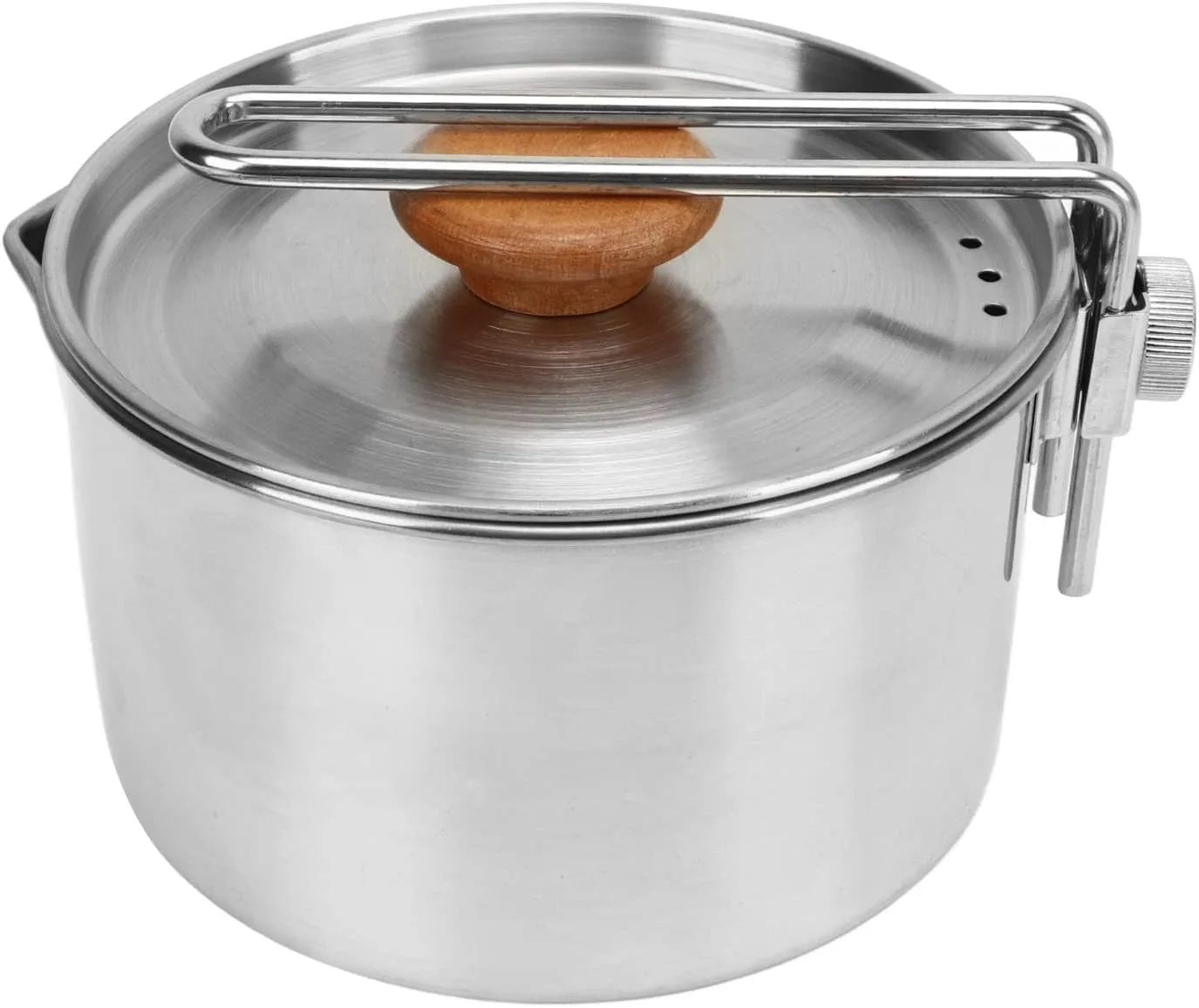 Camping Pot, 1L 304 Stainless Steel Portable Camping Kettle with Foldable Handle, Mini Backpacking Camping Cookware for Camping Picnic Hiking