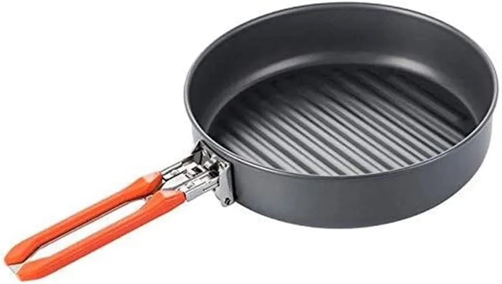 Camping Tableware Outdoor Camping Hiking Pinic Portable Hard Aluminum Alloy 0.9L Frying Pan Folding Handle Outdoor Outdoor Picnic Tableware