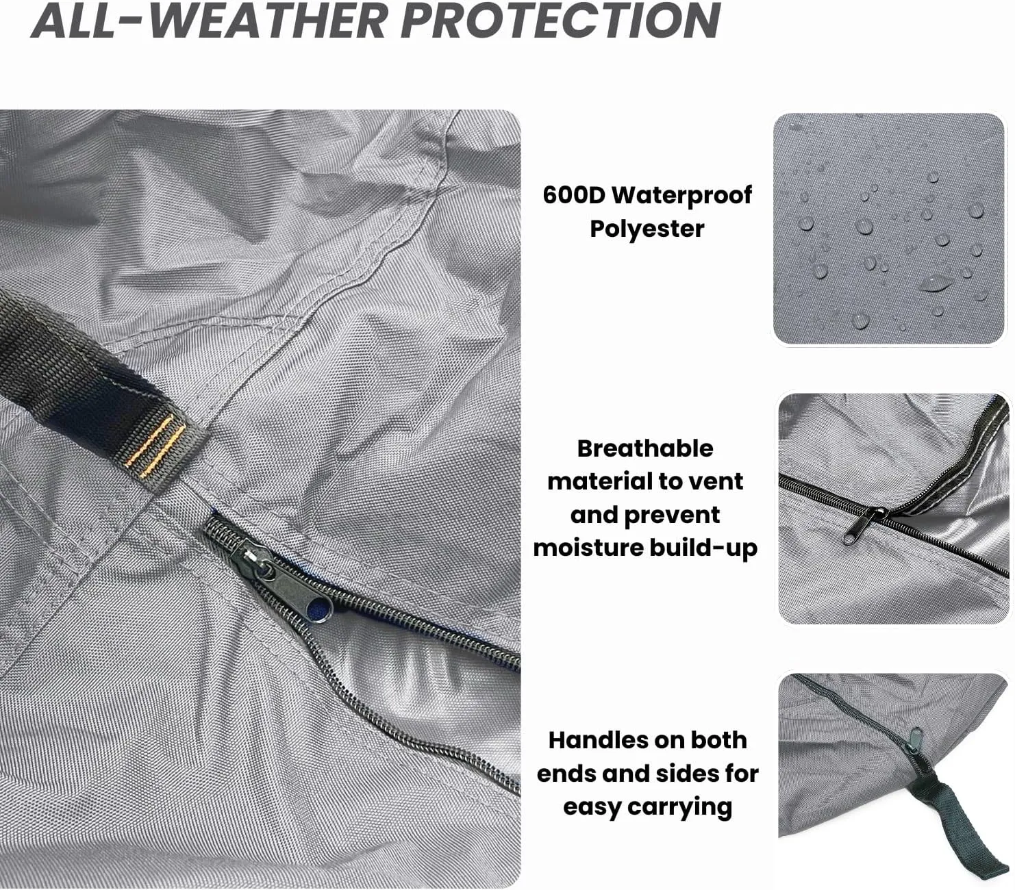 Canoe Cover Kayak Cover; Waterproof UV Resistant Marine Grade Polyester for Canoe Kayak Storage Cover fits 15 ft-16 ft Long, 116 Inches Girth Gray Color