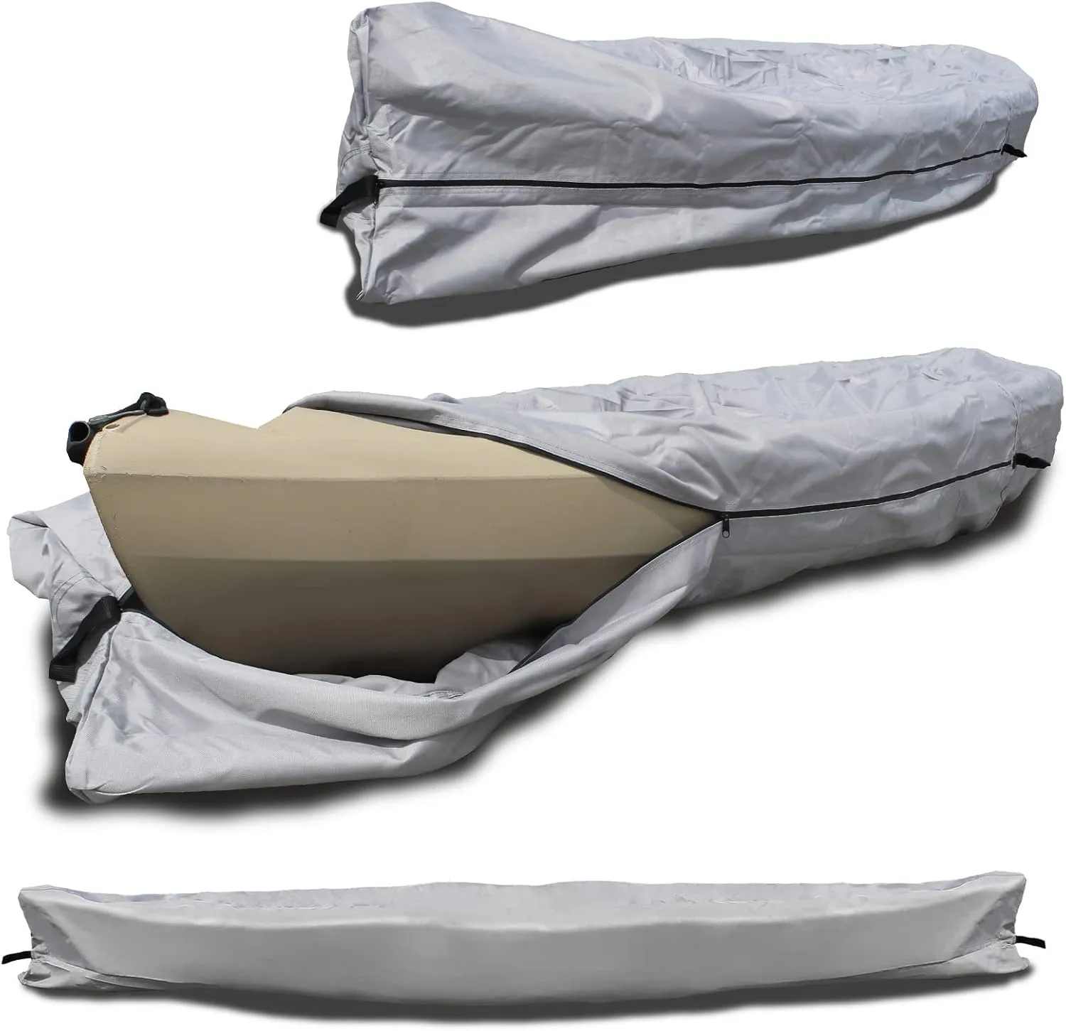 Canoe Cover Kayak Cover; Waterproof UV Resistant Marine Grade Polyester for Canoe Kayak Storage Cover fits 15 ft-16 ft Long, 116 Inches Girth Gray Color