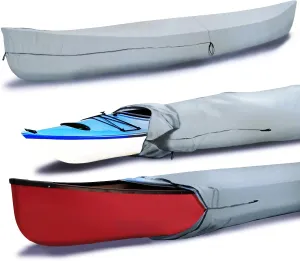 Canoe Cover Kayak Cover; Waterproof UV Resistant Marine Grade Polyester for Canoe Kayak Storage Cover fits 15 ft-16 ft Long, 116 Inches Girth Gray Color