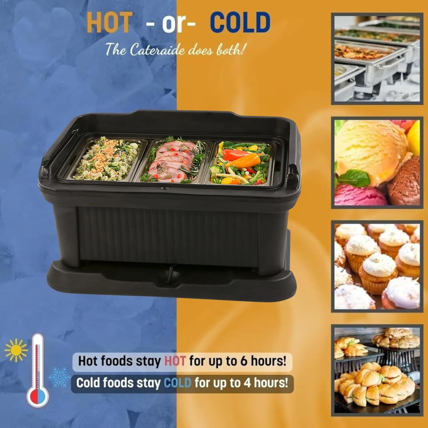Carlisle FoodService Products Slide 'N Seal Top Loading Insulated Food Pan Carrier Food Pan Holder with Sliding Lid for Catering, Kitchen, and Restaurants, Plastic, 18 Quarts, Black