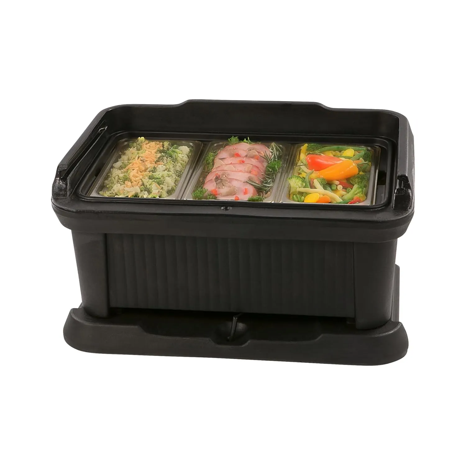 Carlisle FoodService Products Slide 'N Seal Top Loading Insulated Food Pan Carrier Food Pan Holder with Sliding Lid for Catering, Kitchen, and Restaurants, Plastic, 18 Quarts, Black