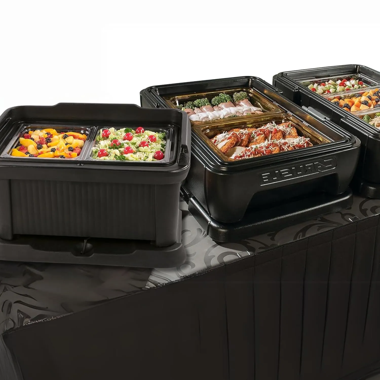 Carlisle FoodService Products Slide 'N Seal Top Loading Insulated Food Pan Carrier Food Pan Holder with Sliding Lid for Catering, Kitchen, and Restaurants, Plastic, 18 Quarts, Black