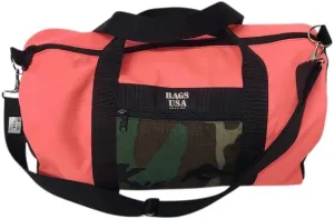 Carry On Boarding Bag Light Weight Durable Water Resistant Perfect For Overhead Bin Made In USA. (Coral/Camouflage)