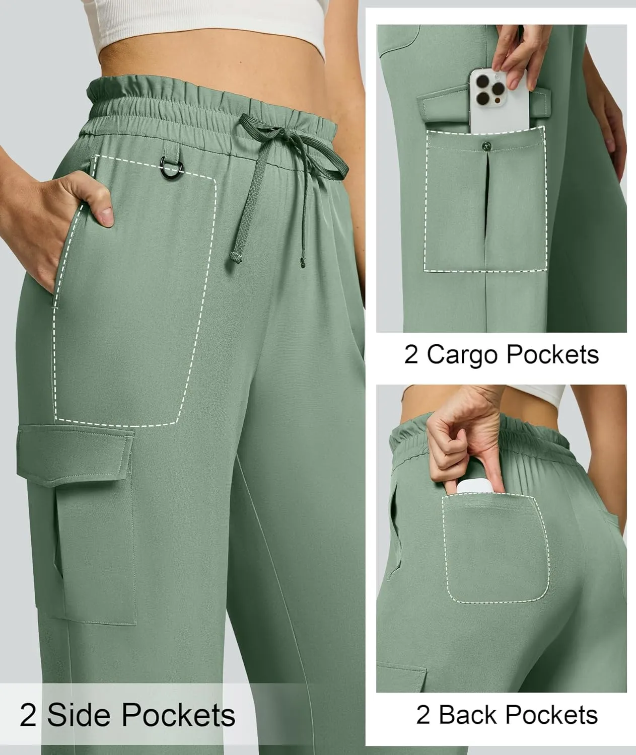 Casei Women's Cargo Capris Quick Dry Lightweight Water Resistant Roll Up Hiking Pants with 6 Pockets Travel Casual Outdoor