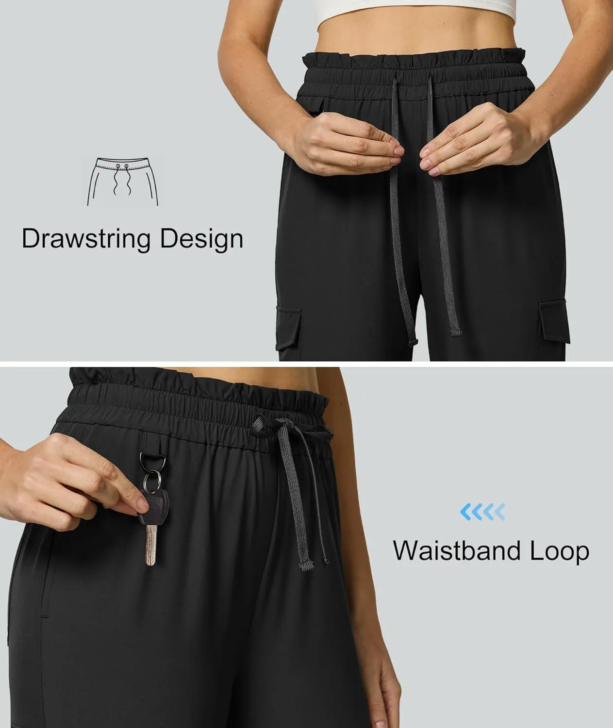 Casei Women's Cargo Capris Quick Dry Lightweight Water Resistant Roll Up Hiking Pants with 6 Pockets Travel Casual Outdoor