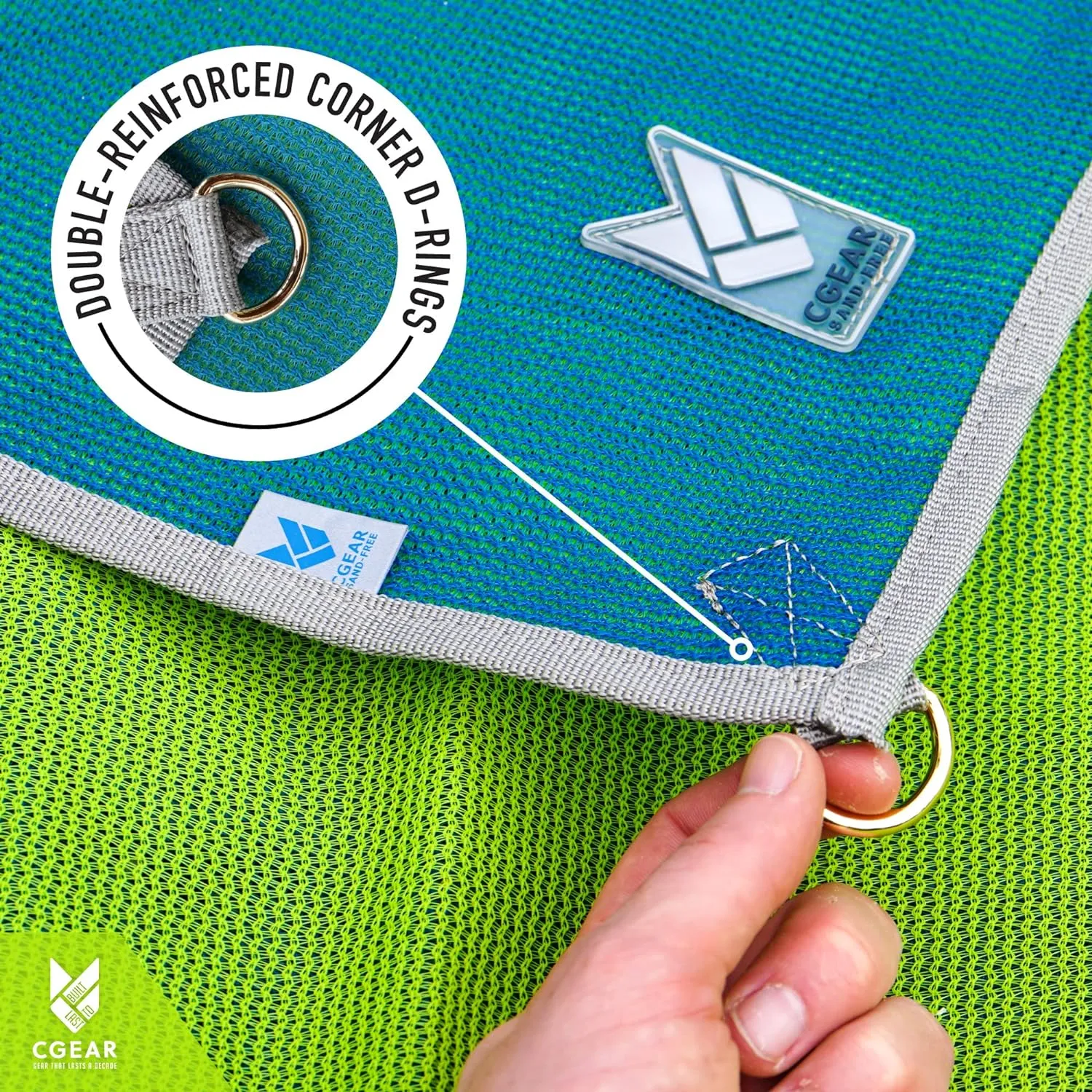 CGEAR Original Sand-Free Outdoor Rug Camping Mat - Water-Resistant & Anti-Fade Material - Military-Grade - Reversible Design - Area Rug for Beach, RV, & Picnics - Includes Travel Bag