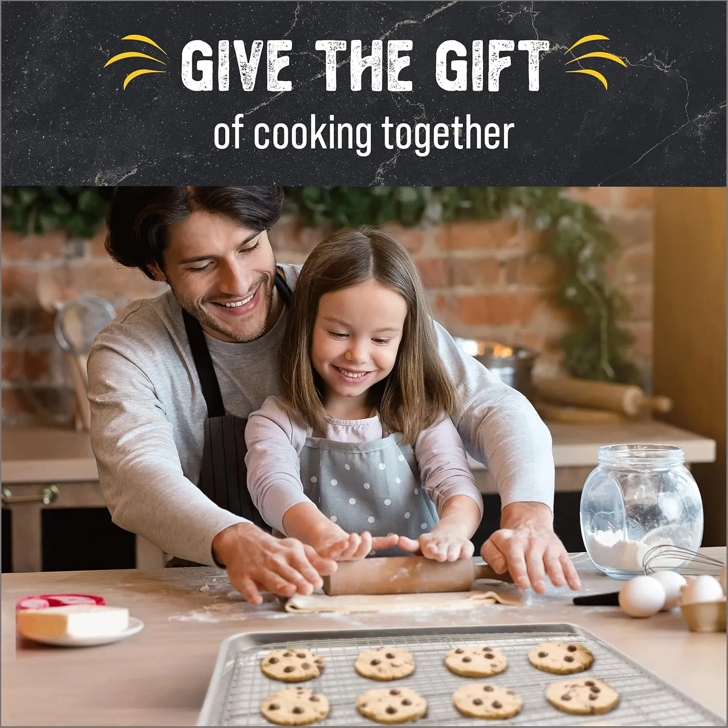 Checkered Chef Baking Sheet, 2 Pack Half Sheet Pan with Stainless Steel Wire Rack Set - Easy Clean Cookie Sheets for Baking