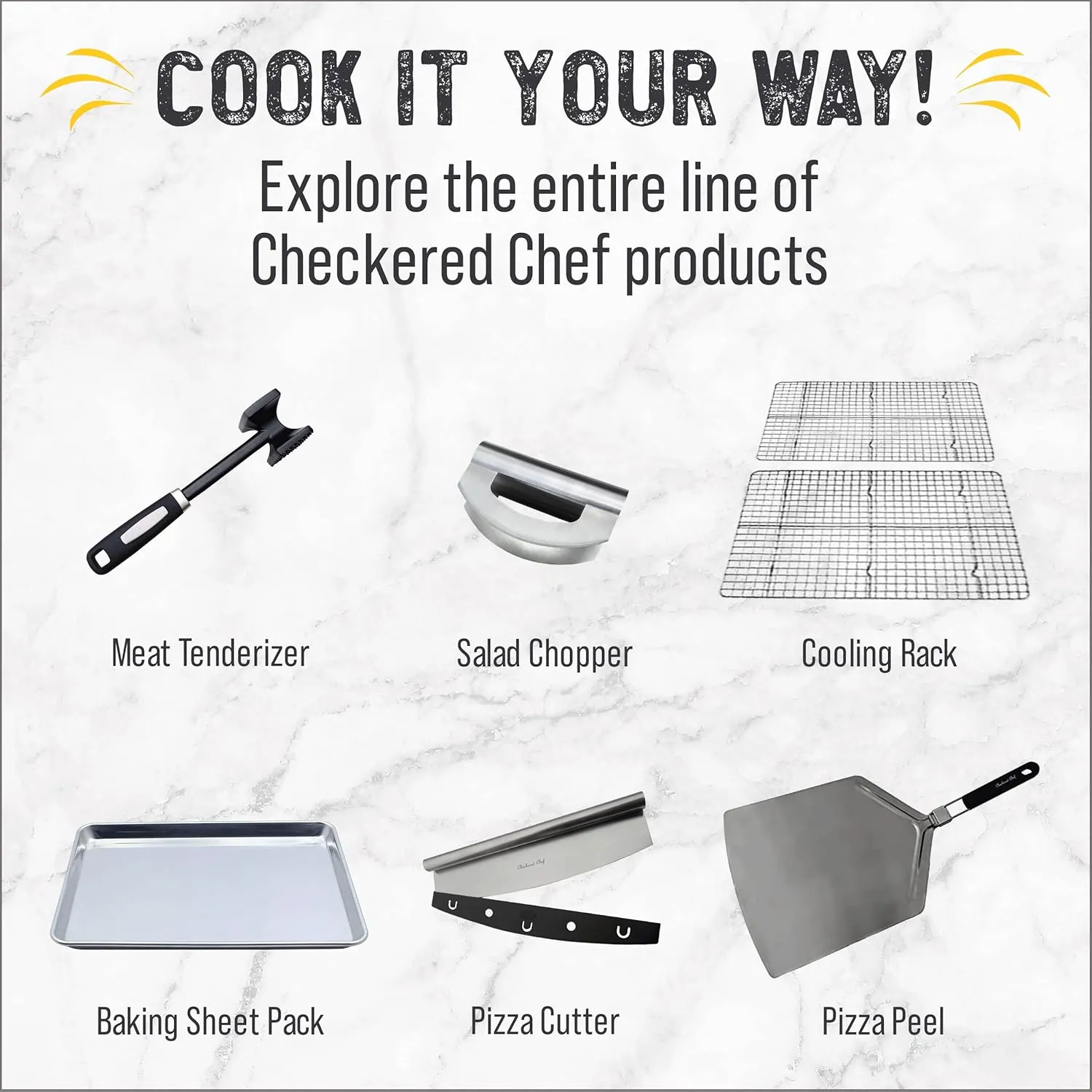 Checkered Chef Baking Sheet, 2 Pack Half Sheet Pan with Stainless Steel Wire Rack Set - Easy Clean Cookie Sheets for Baking