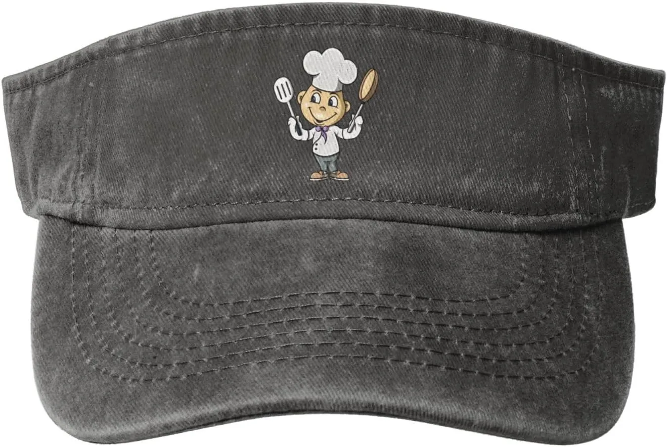 Chef with Spatula and Frying Pan Sun Visor Hats for Women Men Sun Hat Cotton Golf Hat Vintage Baseball Cap