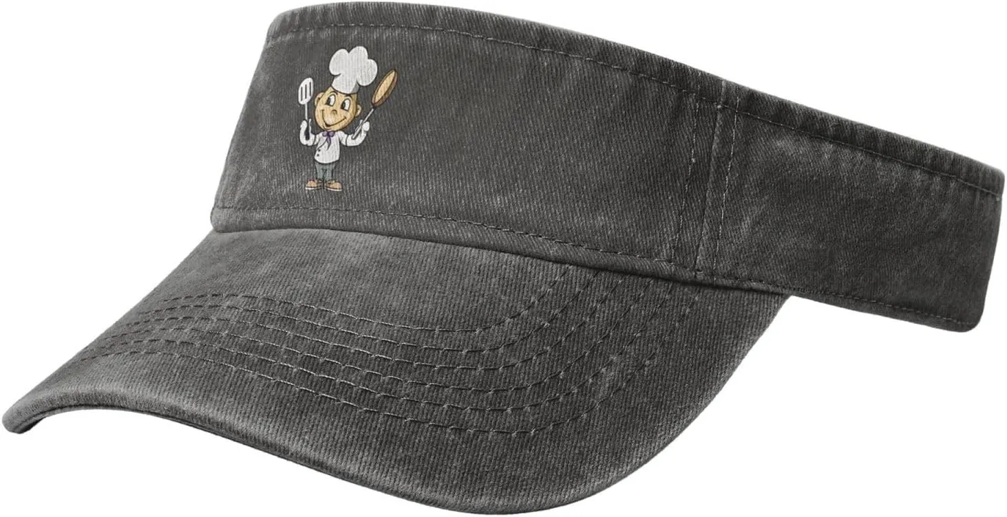 Chef with Spatula and Frying Pan Sun Visor Hats for Women Men Sun Hat Cotton Golf Hat Vintage Baseball Cap